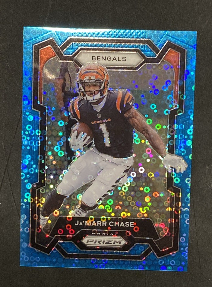 2023 PANINI PRIZM 56 Ja'MARR CHASE NO HUDDLE BLUE 74/95 BENGALS STAR RARE 🔥