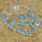 Natural Sleeping Beauty Turquoise Gemstone Jewelry Set 925 Sterling Silver Gifts