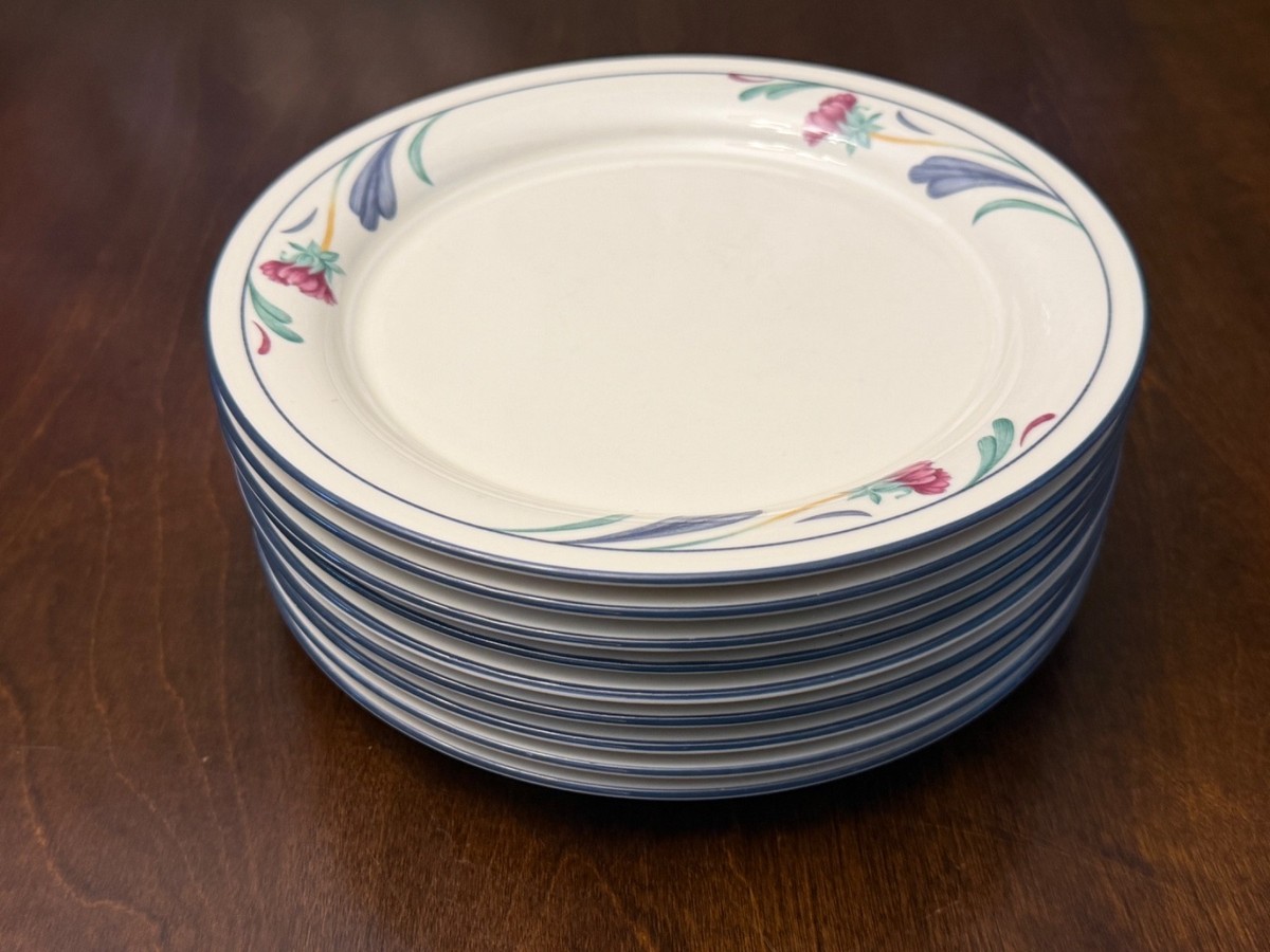 Vtg Lenox POPPIES ON BLUE Salad / Lunch Plates 8.25” - Good