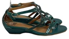 Sofft Strappy Wedged Sandals 9M Green Snake Print Slingback Open Toe Casual