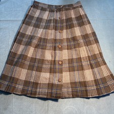 Skirt Plaid Pleated Button Up