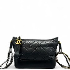 Chanel Black Quilted Aged Calfskin Gabrielle Small Hobo Bag Authentic Preowned