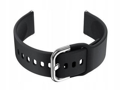 Gumowy pasek do smartwatch, czarny/srebrny, 20mm, silikon, męski