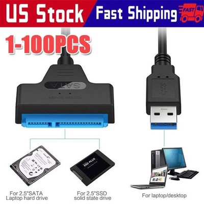 USB 2.0 to 2.5'' SATA III Hard Drive Adapter Cable/UASP to USB2.0 Converter lot