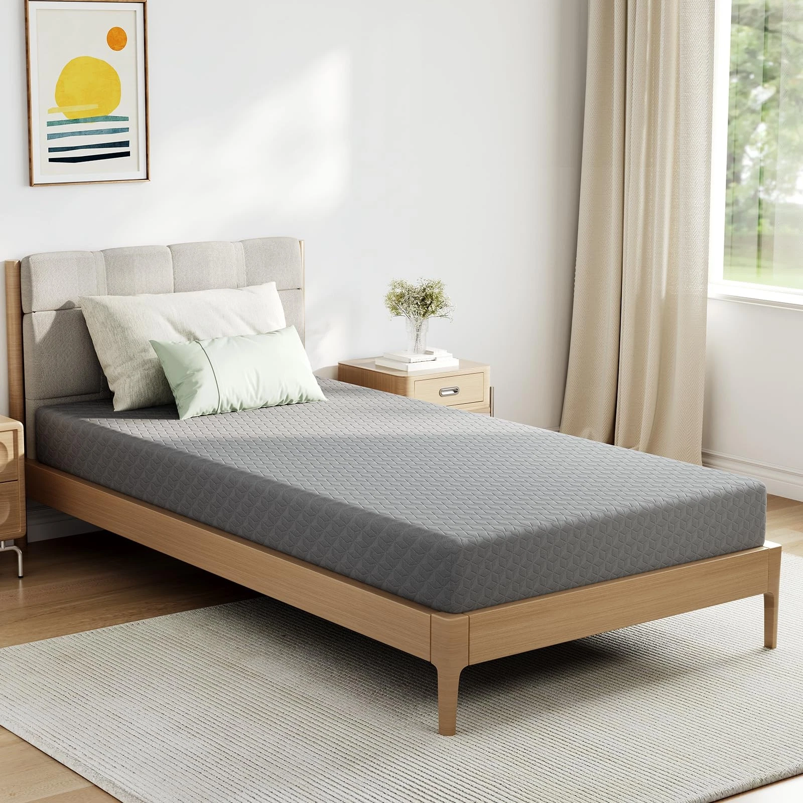 Twin XL Mattress 5 Inch, XL Twin Memory Foam Mattress in a Box with Airflow W...