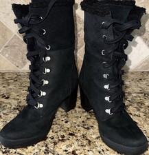 Stivali décolleté Timberland da donna taglia 8 US neri in pelle nabuk A217B nuovi senza etichette