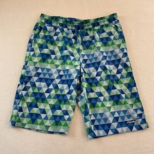 Eddie Bauer Swim Trunks Big Boys XL 18/20 Blue Green Geometric Pockets Swimsuit