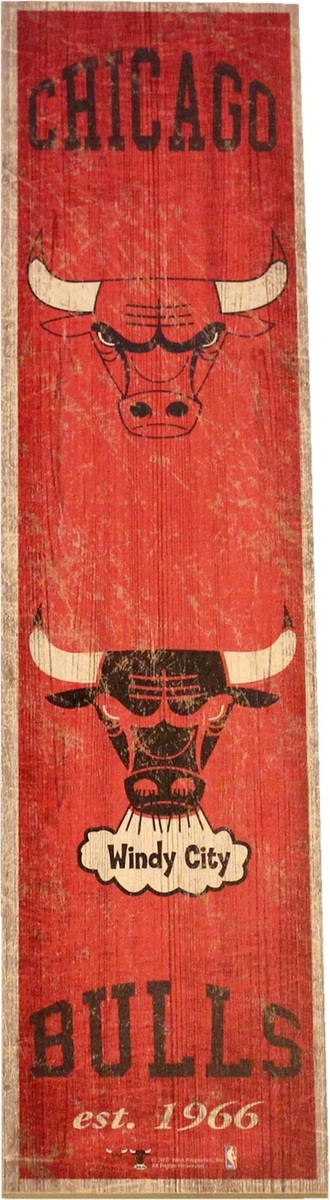 Chicago Bulls Heritage Banner Wood Sign 6