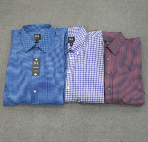 Jos A Bank Lot de 3 Chemise Homme XXL Bleu Voyage Manches Longues Coton NEUF avec étiquettes