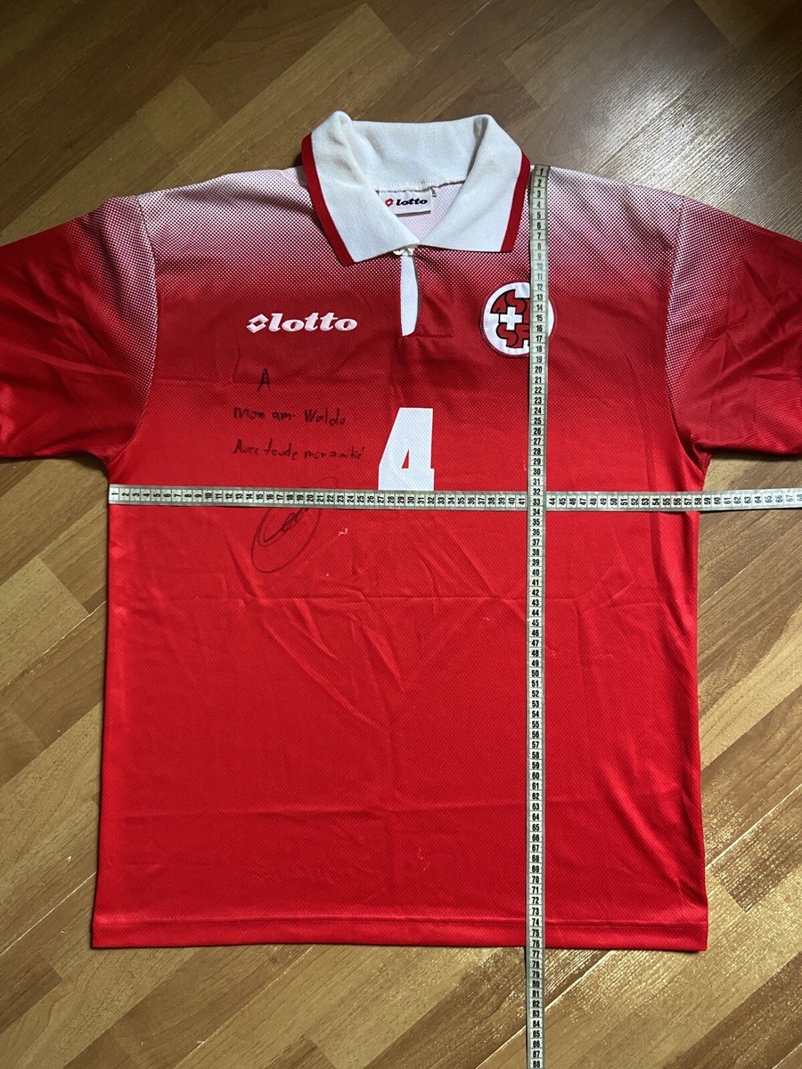 SWITZERLAND 1996 1997 HOME SHIRT JERSEY MATCH WORN? LOTTO sz XL