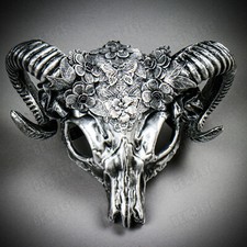 Silver Antelope Devil Skull Ram Horns Masquerade Mask Cosplay Halloween Costume