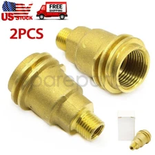 2 Solid Brass QCC1 Nut Propane Gas Fitting Adapter 1/4" Male Pipe Thread Connect