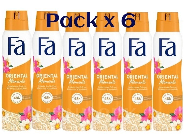 FA ORIENTAL MOMENTS DEODORANT ROSE & SANDALWOOD SCENT FREE ALUMINIUM 6 x 150ml