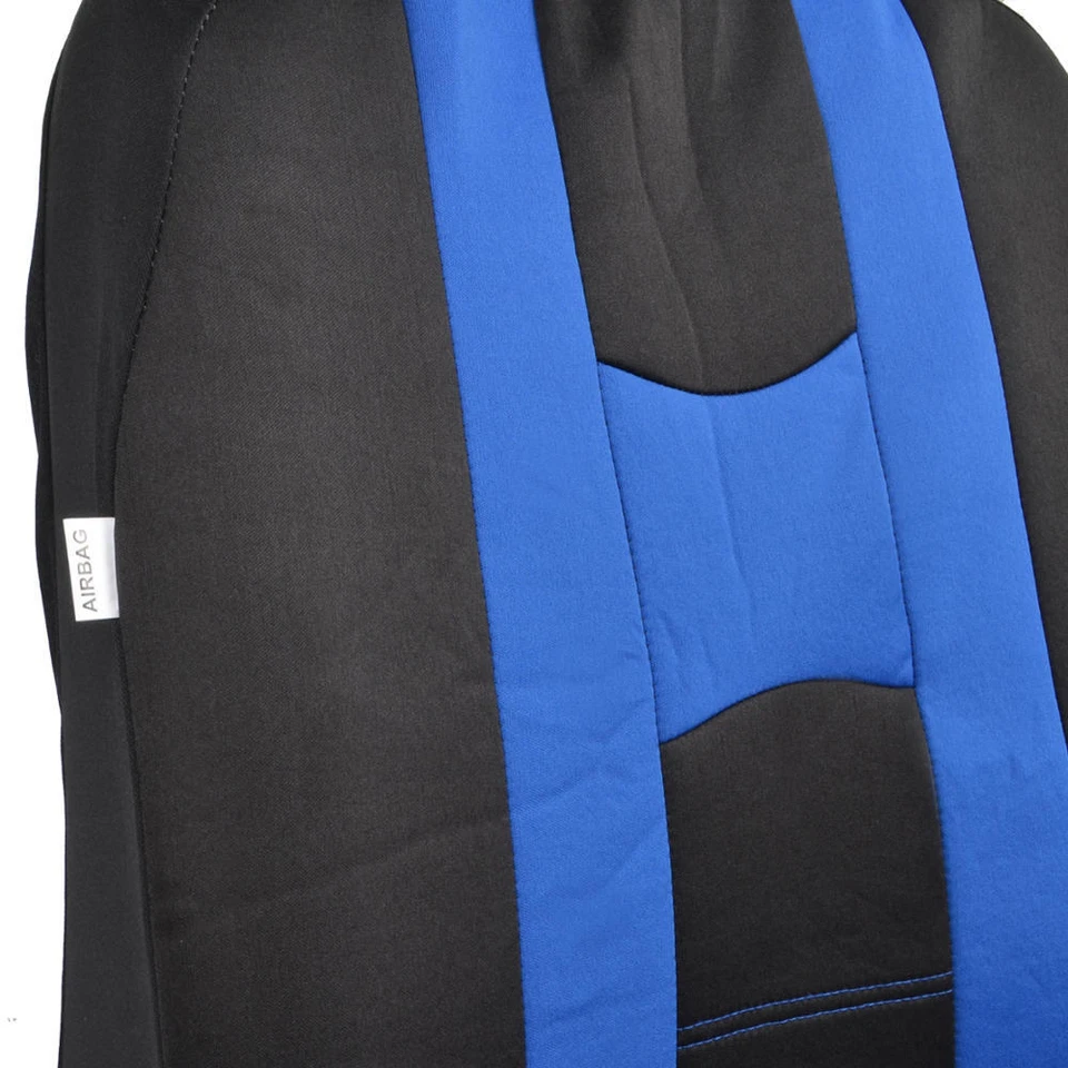 Juego completo de 13 fundas de asiento de dos tonos negro azul + alfombrillas de vinilo azul de alta resistencia Foto 4 de 4