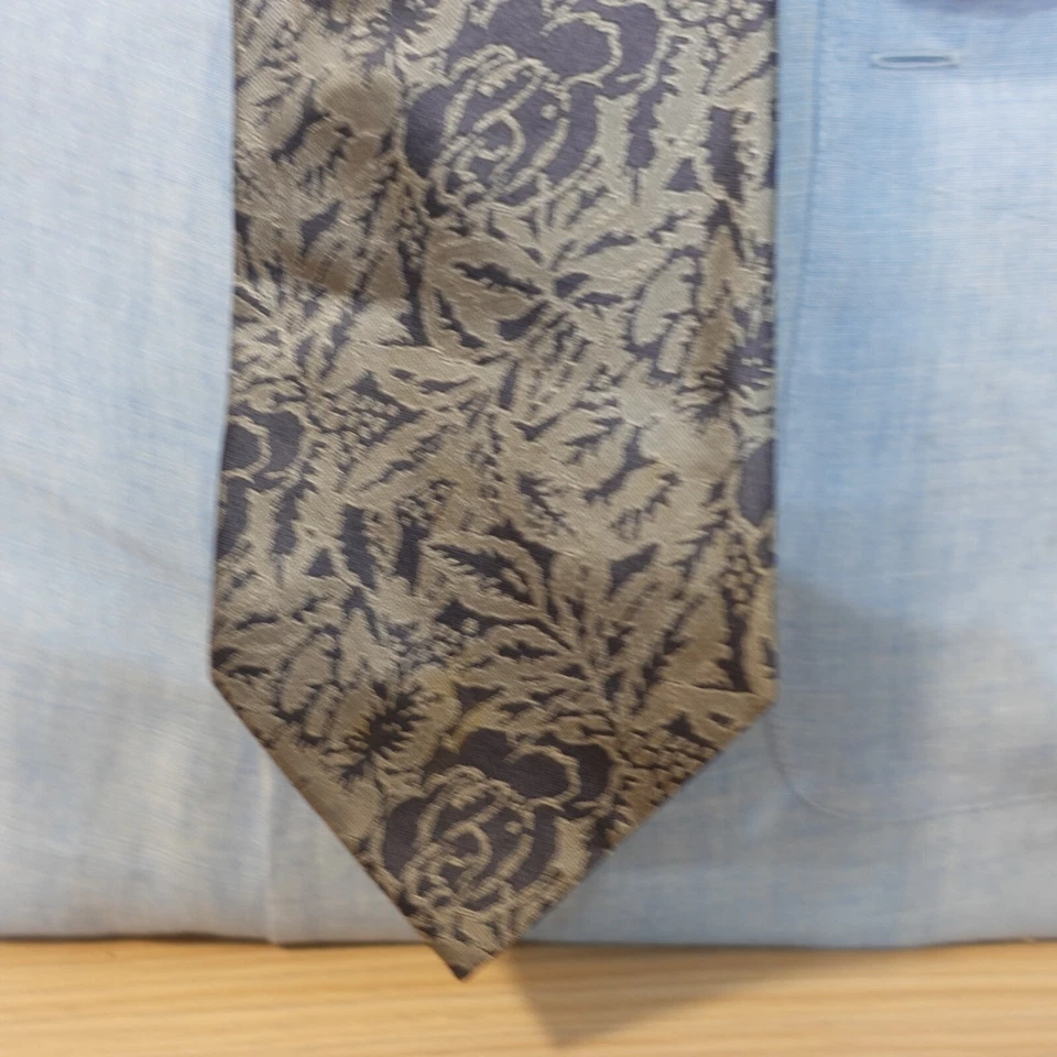 Corbata Jacquard Seda Cuello Para Hombre Azul Floral Art Nouveau Botánica MR YORK Japón ARA Foto 2 de 4