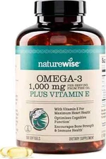 NatureWise Omega 3, Plus Vitamin E Fish Oil Supplement 1000mg per Serving 180 Ct