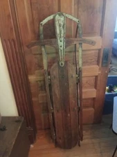 Antique Deluxe Racer Metal and Wood Child's Sled