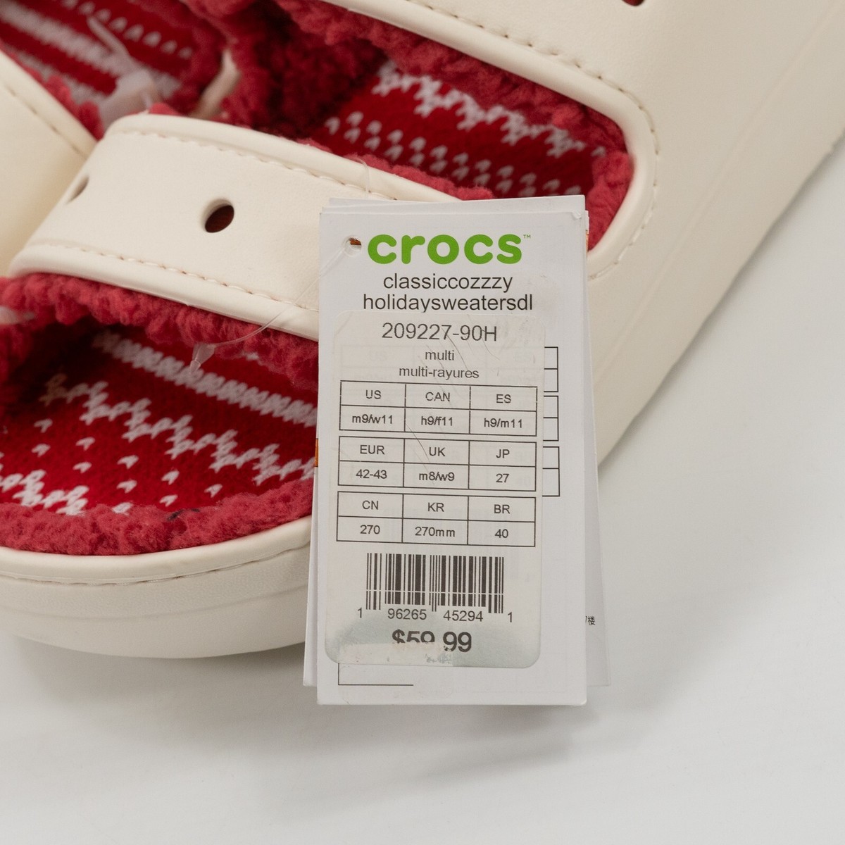 Crocs Classic Cozzzy Holiday Sweater Sandal 209227-90H Multi Size Crocs Classic Cozzzy Holiday Sweater Sandal 209227-90H Multi  main image 3