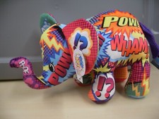 Pop Art Soft 16" Elephant Plush Wham Pow Comic Book Print BNGG