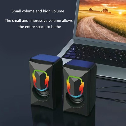 Desktop Corded Computer Speaker Laptops USB Mini Subwoofer RGB Light Loudspeaker - Picture 6 of 8