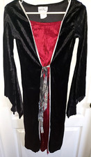VAMPIRE GIRL HALLOWEEN COSTUME DRESS size LARGE velvet silver trim SUPER COND 
