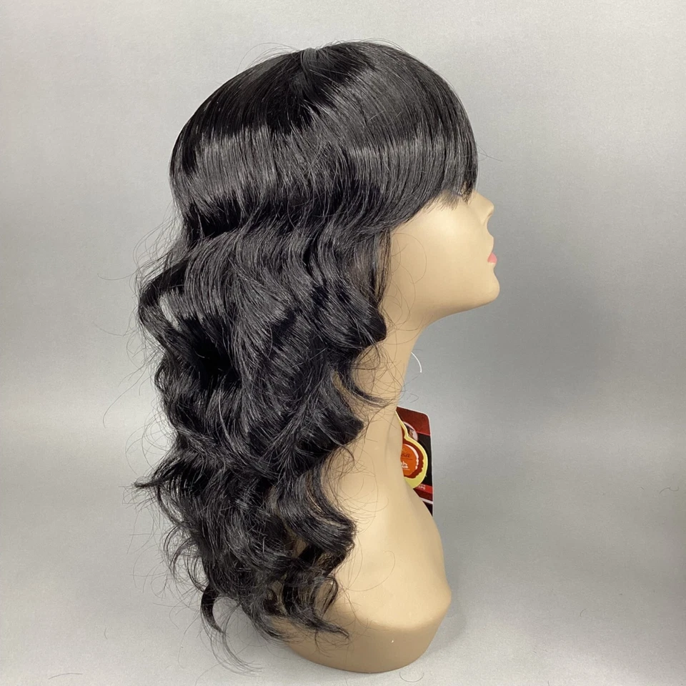 Peluca Gamby #1 Jet Negra Onda Suelta China Bang Gorra Clásica Sintética Foto 4 de 4