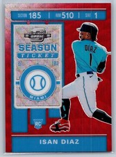 2020 panini chronicles isan diaz season ticket contenders optic rc ruby wave