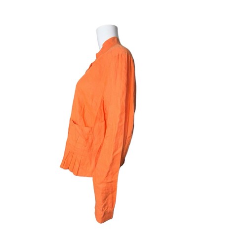 Size XL Sigrid Olsen Orange 100% Linen Women’s Button Front Jacket - Picture 4 of 12