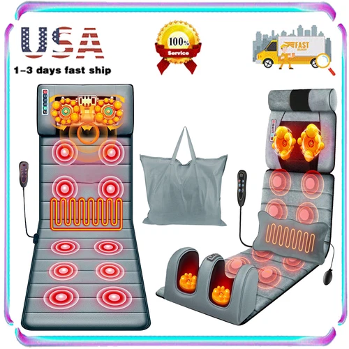 Full Body Massage Mat with Movable Neck Back Massager Pillow Anti-Slip Bottom