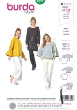 Burda 6254 Tops w Voluminous Sleeve Options, Elastic Hem Sz 8-18 UNCUT Pattern