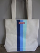 Nwt Vineyard Vines Canvas Tote Shoulder Hydrangea Tri Stripe Aqua Navyhtf Box 22