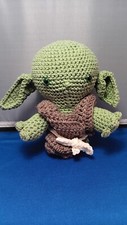 Handmade Crocheted Baby Yoda Grogu 9" Tall Unknown Pattern