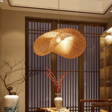 Bamboo Wicker Rattan Shade Pendant Light Fixture Art Asian Hanging Ceiling Lamp