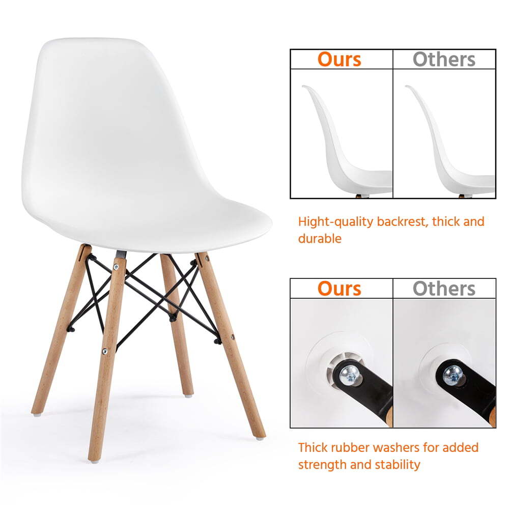 Alden Design Modern Padded Dining Chairs with Wood Legs for Dining Room,Set of 4