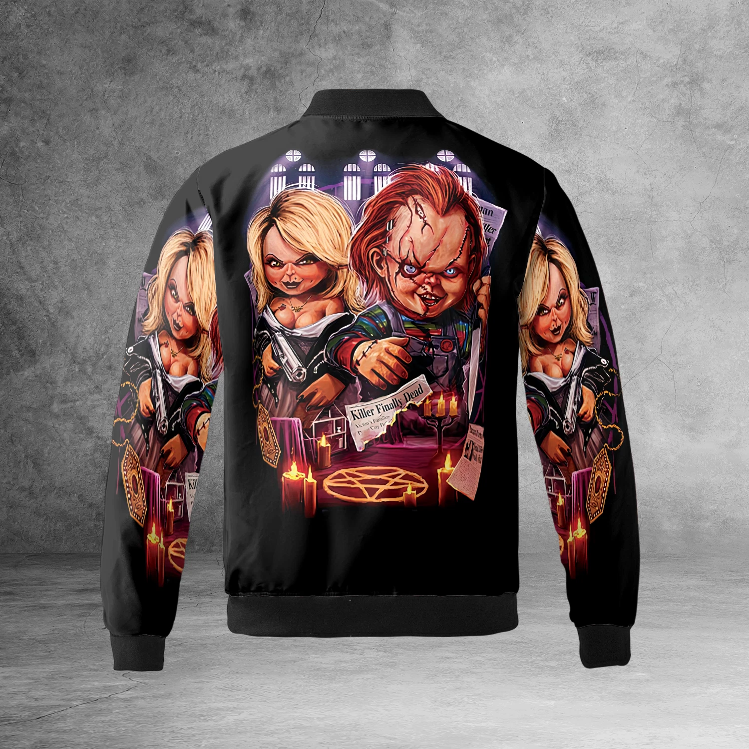 Chucky and Tiffany Killer Dead Horror Bomber Jacket