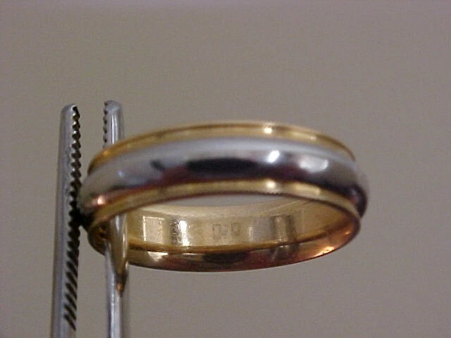 ALIANZA DE BODA STULLER PLATINO Y ORO AMARILLO 18K 6mm ajuste cómodo 9,4gr talla 10 Foto 2 de 4