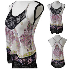 Y2K Cami babydoll S Bke Sheer floral paisley Fairygoth Coquette Whimsigoth vtg