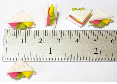 Barbi Dollhouse Miniature Food Mini Sandwiches Ham Cheese Bread Half Lot   5pc