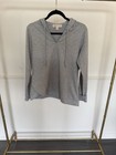 Michael Kors Hoodie Damen Gr. M grau V-Ausschnitt Tulpensaum Pullover Sweatshirt