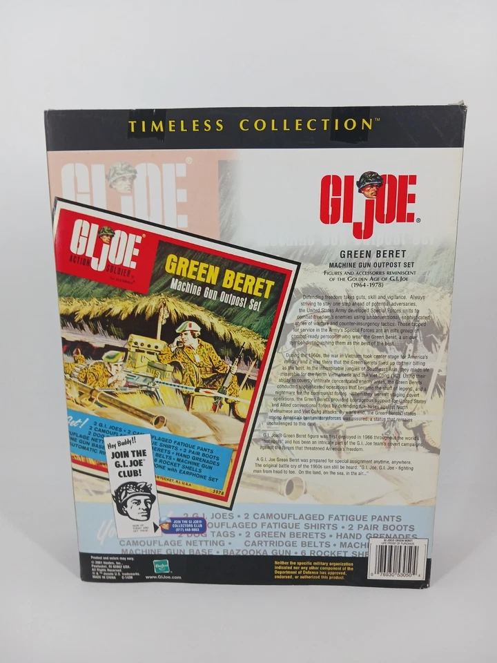 G I Joe Timeless Collection Green Beret Machine Gun Outpost Set 12" 2001 Sealed - Image 3 of 4