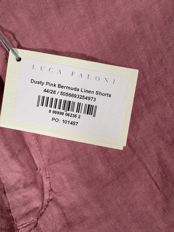 Bermudas de lino Luca Faloni rosa polvoriento hechas en Italia para hombre EE. UU./Reino Unido talla 28/UE 44 Foto 3 de 4