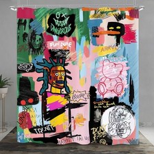 Art Shower Curtain Funny 60"W x 72"L Pack of 1 Abstract Colorful Graffiti
