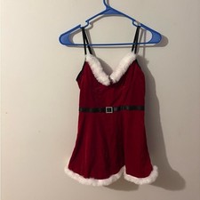 Christmas Red and White Women's Holiday Chemise Mrs. Claus Size Small Lingerie