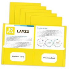 Folders with Pockets, LAYZZ Paper Pocket Folders, 2 Pocket File 30 Pack Yellow