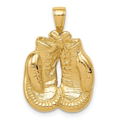 10k Gelbgold massiv poliert offene Rückseite Boxhandschuhe Anhänger 3,8g für Mama