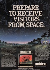 1984 Vintage Print Ad Uniden Satellite TV Visitors From Space Dish System