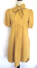 Jesicca Simpson NWOT New Golden Rod Yellow Puff Sleeve Shirt Dress Tie Bow Sz 6