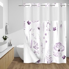 WITHLOC No Hook Shower Curtain with Snap in Liner - Floral Shower Curtain - F...