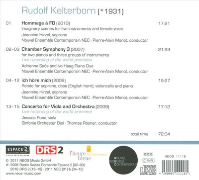 RUDOLF KELTERBORN: HOMMAGE   FD; CHAMBER SYMPHONY NO. 3; ICH H RE MICH; CONCERTO