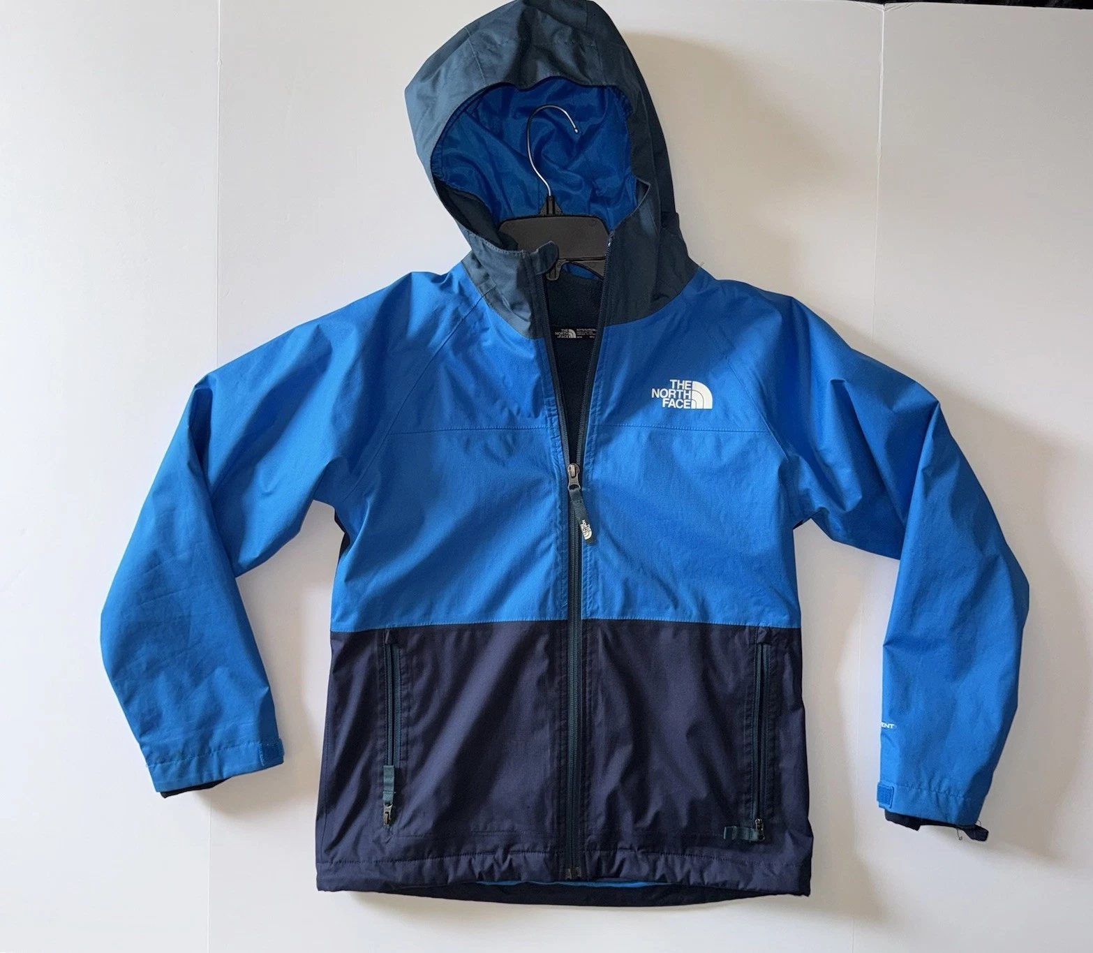 Boy’s Medium The North Face DryVent Hooded Water Resistant Jacket Blue Navy